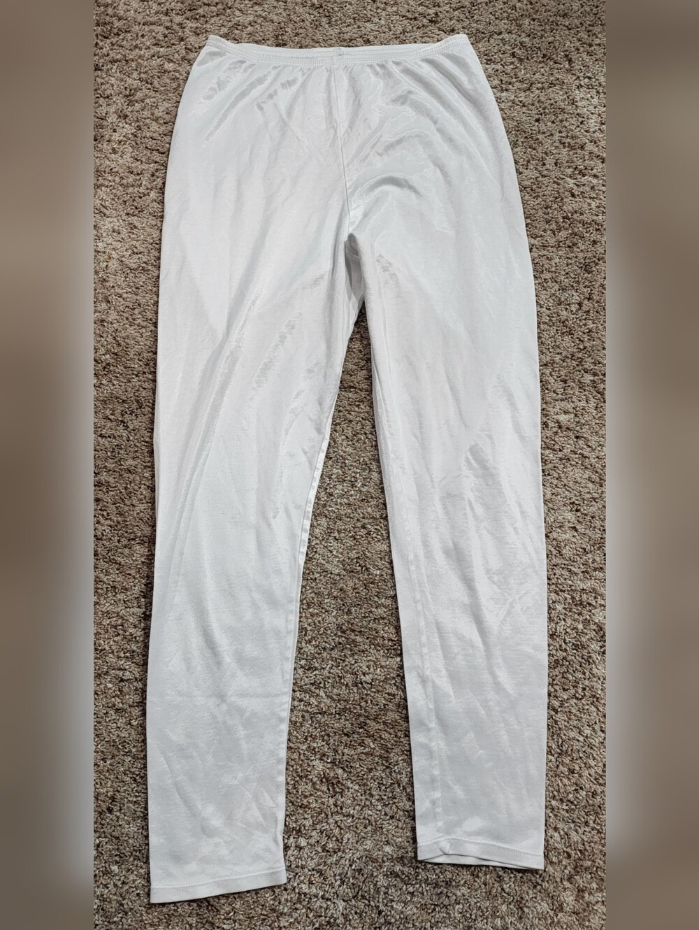 Chill Chaser By Cuddl Duds White Satin Feel Full-Length Leggings Med Base Layer